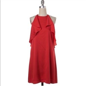 Theory coral red silk dress size 8